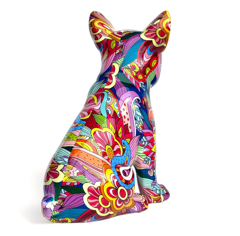 Groovy Art bright coloured sitting French Bulldog ornament figurine, Frenchie lover gift