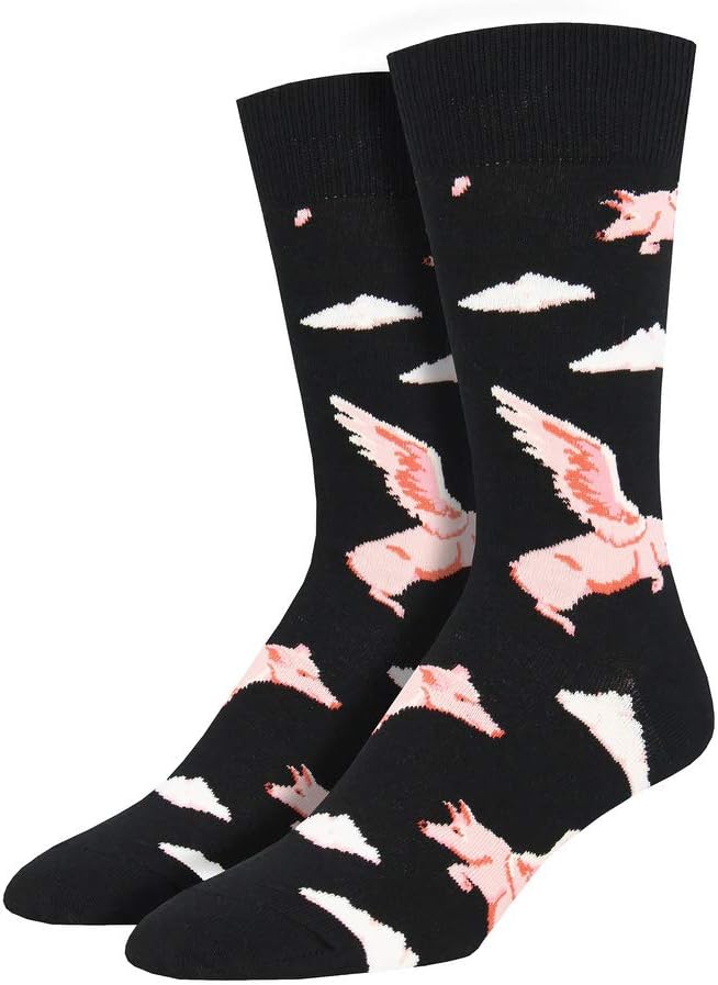 Men's Flying Pigs socks by Socksmith, novelty fun socks, one size, quality cotton mix