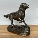 Golden Retriever Dog on Rocks by Beauchamp Bronze, heavy weight figurine in sold Cold Cast Bronze