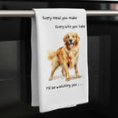 'Love Dogs' Dog breeds Tea Towel, with 'Watching you' funny wording, 100% cotton (Retriever)