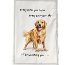 'Love Dogs' Dog breeds Tea Towel, with 'Watching you' funny wording, 100% cotton (Retriever)