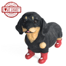 SPECIAL 'LOVE DOGS' EDITION Dachshund in Red Wellington Boots WITH HEARTS 'Welly Dog' figurine Valentine's Gift (25cm)