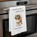 'Love Dogs' Dog breeds Tea Towel, with 'Watching you' funny wording, 100% cotton (Shih Tzu)
