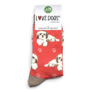 Women's Shih Tzu Socks, lovely vibrant colours, soft combed cotton, one size