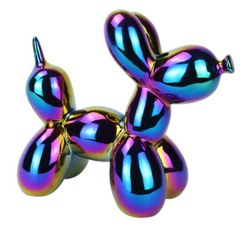 Balloon Dog figurine, shiny iridescent finish on trend home decoration, 21cm