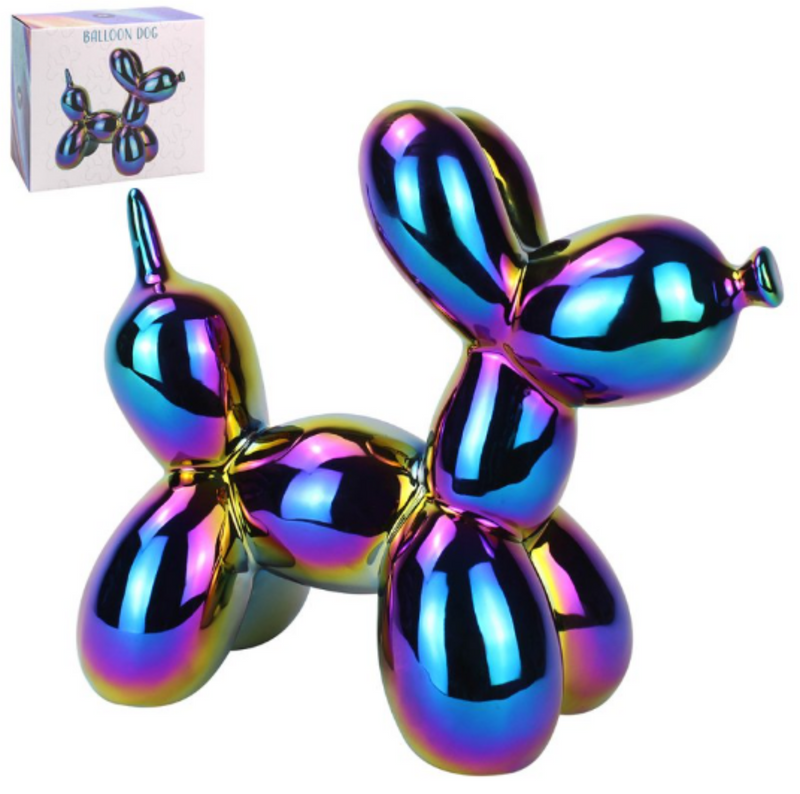 Balloon Dog figurine, shiny iridescent finish on trend home decoration, 21cm