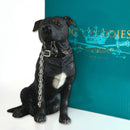 Black Staffordshire Bull Terrier Figurine, Leonardo Dog Studies 'Walkies', Height 18cm, Gift Boxed