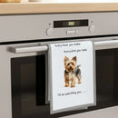 'Love Dogs' Dog breeds Tea Towel, with 'Watching you' funny wording, 100% cotton (Yorkshire Terrier)