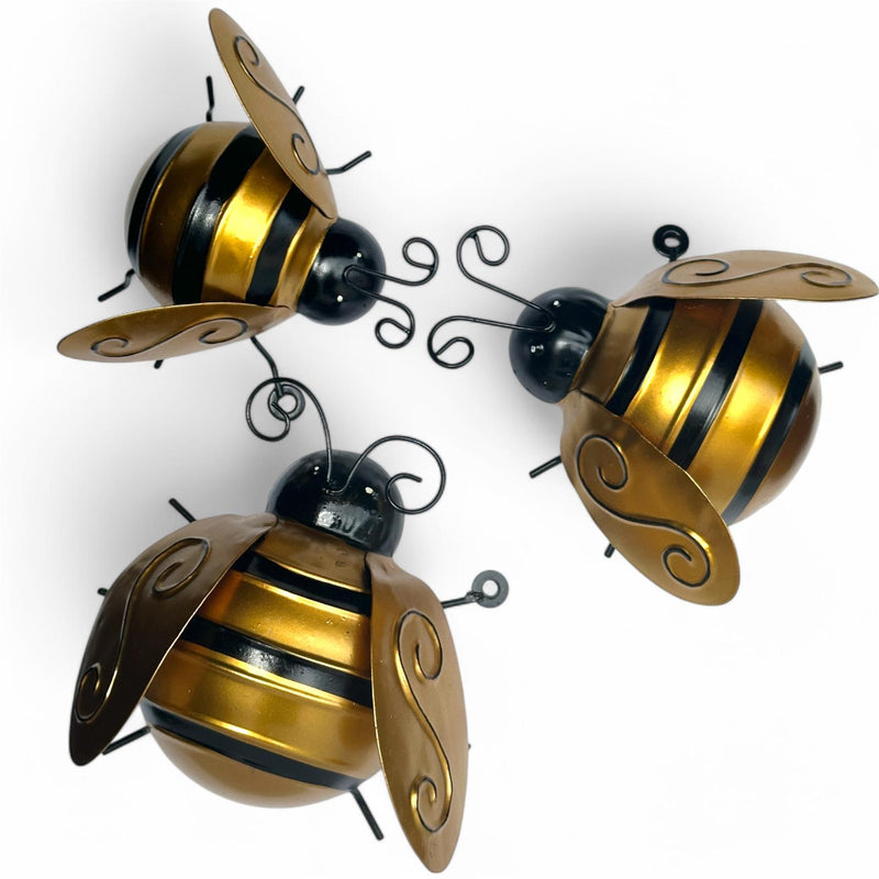 SET OF 3 metal Bee Wall Art home or garden decorations