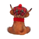 Sitting Highland Cow with Fabric Hat And Scarf, Height 11.5cm, Gift Boxed