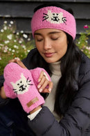 Pachamama Smiley Cat Design Handwarmers Chunky Knit Wool