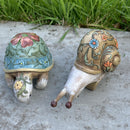 SET OF TWO flower pot hangers in lovely bohemian colours and design (Tortoise & Snail)
