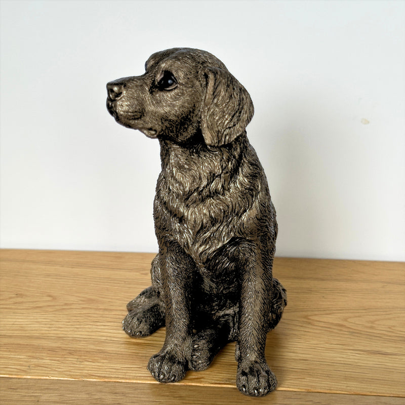 Retriever Dog ornament figurine, Leonardo Reflections Bronzed range, gift boxed