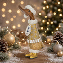 DCUK Gilded Caramel Duckling Christmas Duck Decoration Wearing Gold Boots and Star Pattern Jumper