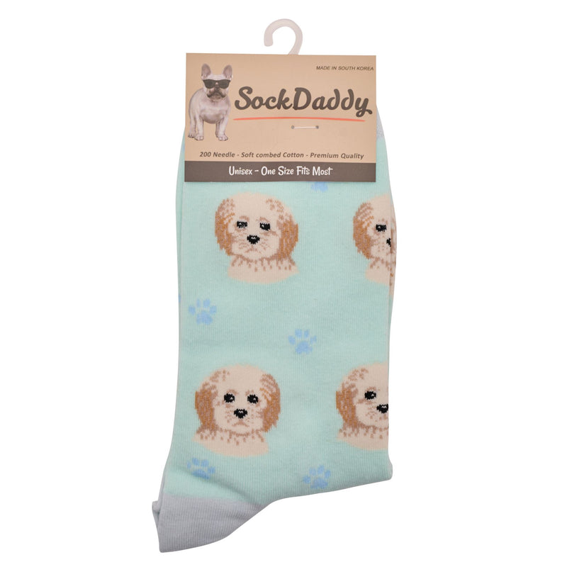 Ladies Cockapoo Socks, lovely vibrant colours, soft combed cotton, one size