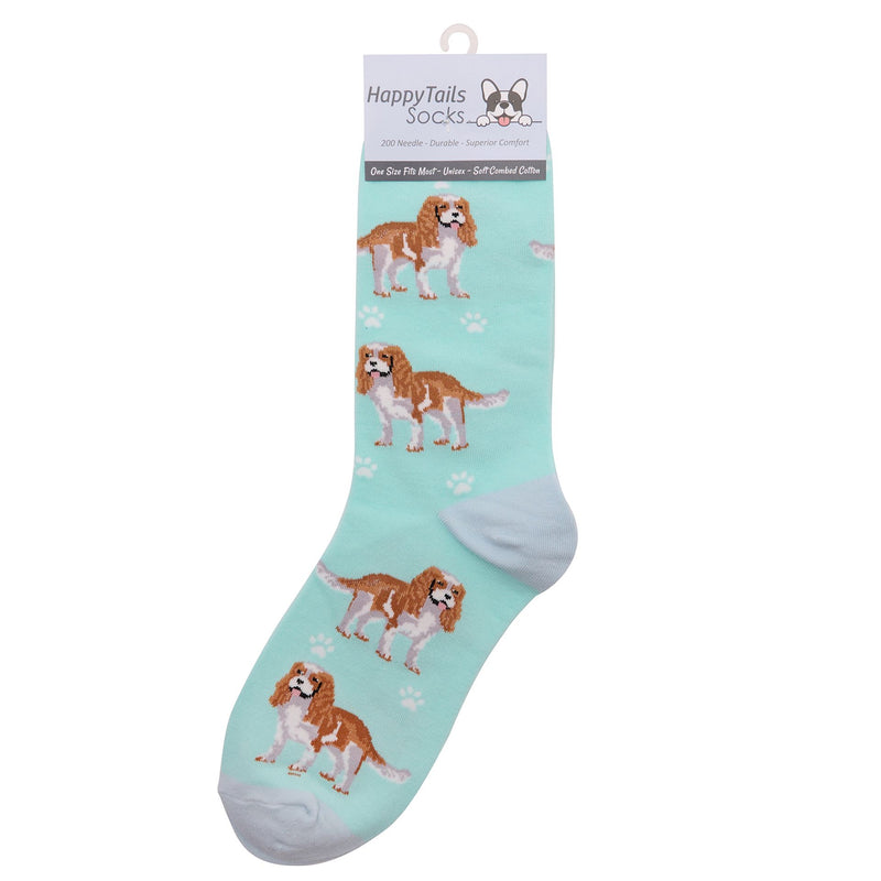Ladies King Charles Spaniel Socks, lovely vibrant colours, soft combed cotton, one size