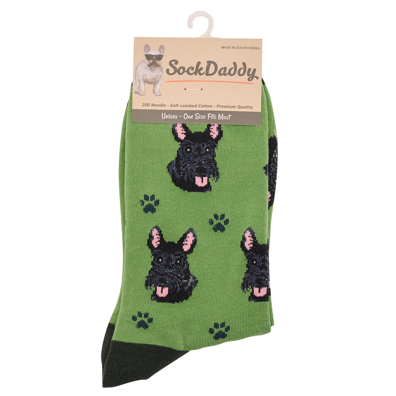 Ladies Scottish Terrier Socks, lovely vibrant colours, soft combed cotton, one size