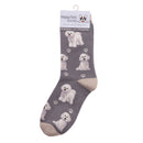 Ladies Bichon Frise Socks, lovely vibrant colours, soft combed cotton, one size