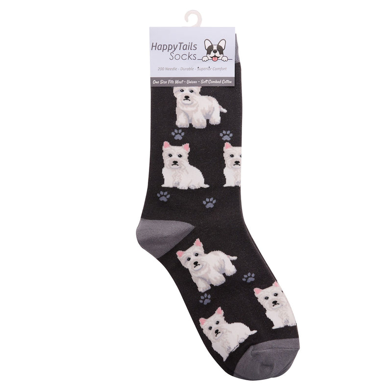 Ladies West Highland Terrier Socks, lovely vibrant colours, soft combed cotton, one size