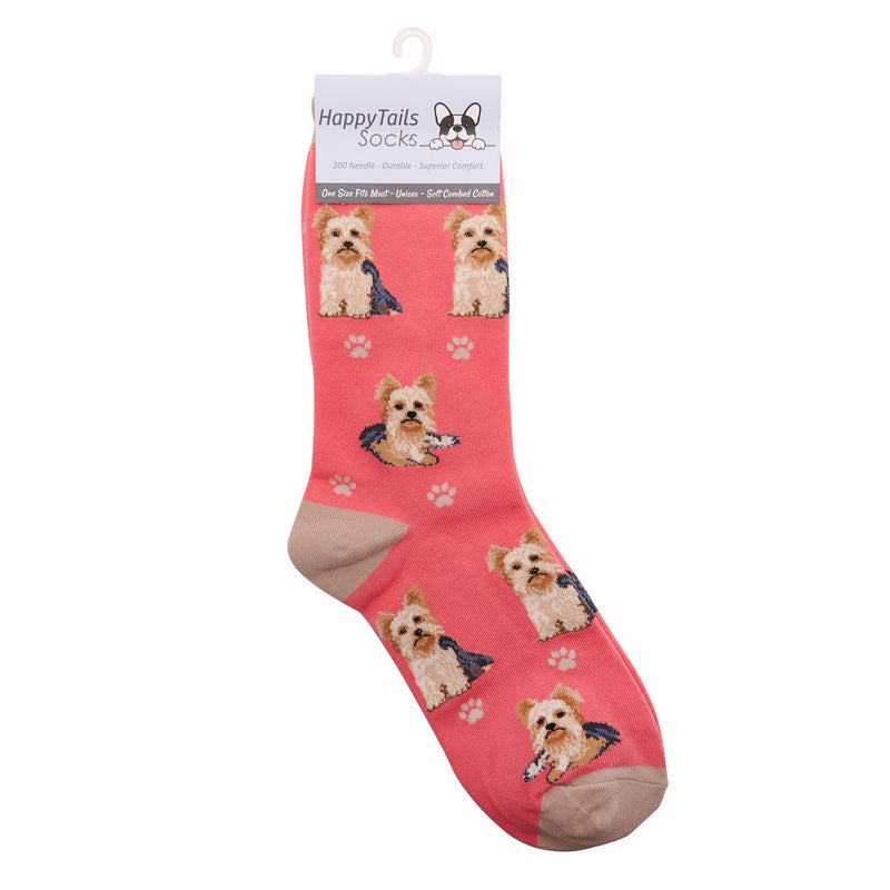 Ladies Yorkshire Terrier Socks, lovely vibrant colours, soft combed cotton, one size