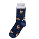 Ladies Boxer Dog Socks, lovely vibrant colours, soft combed cotton, one size