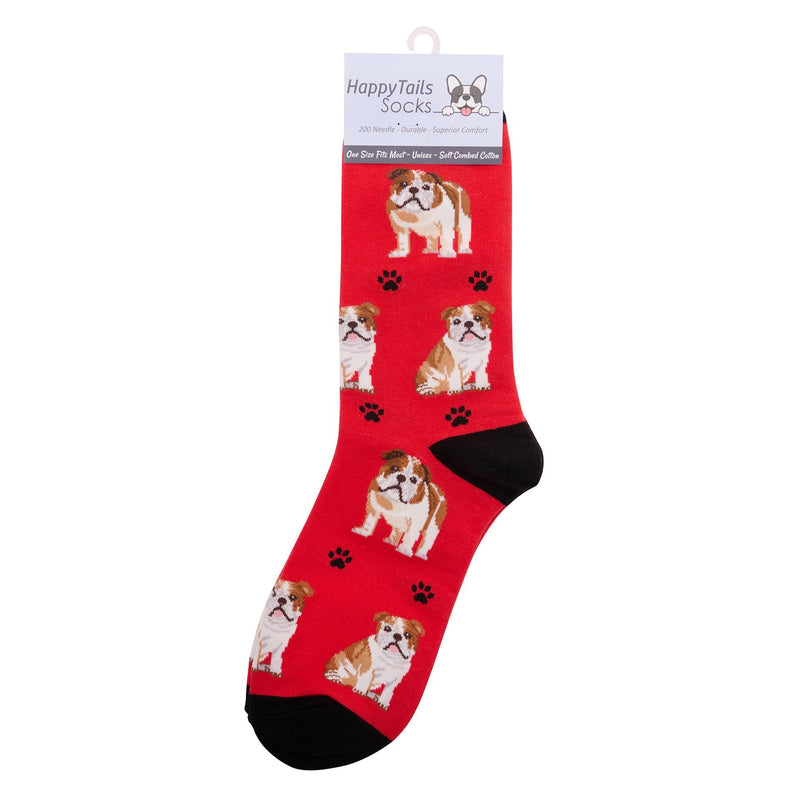 Ladies English Bulldog Socks, lovely vibrant colours, soft combed cotton, one size