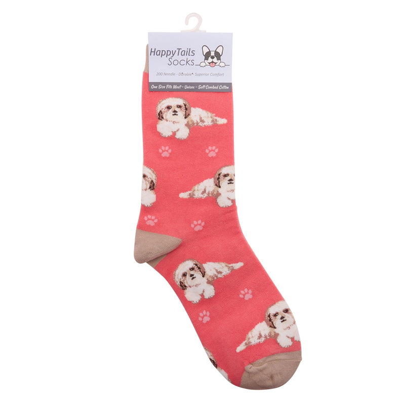 Ladies Shih Tzu Socks, lovely vibrant colours, soft combed cotton, one size