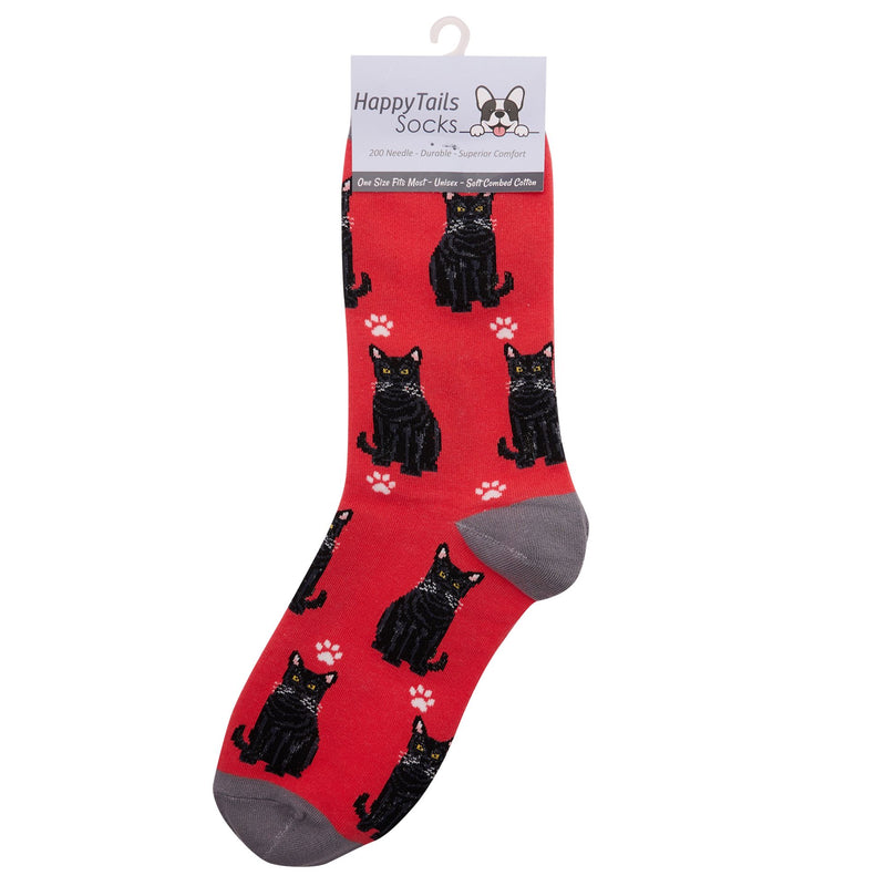 Ladies Black Cat Socks, lovely vibrant colours, soft combed cotton, one size