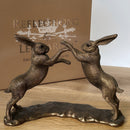 Boxing Hares figurine, Leonardo Reflections Bronzed range, gift boxed
