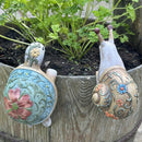 SET OF TWO flower pot hangers in lovely bohemian colours and design (Tortoise & Snail)