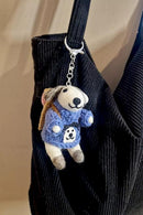 Pachamama Joanna On A Journey Cute Dog Design Bag Charm, Hand Felted And Knitted Accessories