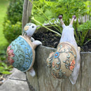 SET OF TWO flower pot hangers in lovely bohemian colours and design (Tortoise & Snail)