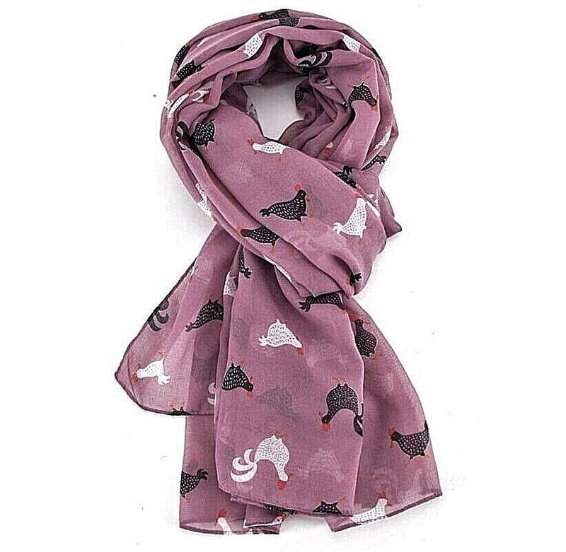 Lightweight ladies Scarf 'Roosters' design Hen Chicken lover gift stocking filler