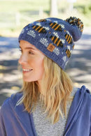 Pachamama 'Beehive' Bee Design Chunky Knit Wool Bobble Beanie Hat