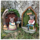 Large Mouse In Doorway with Solar Light - Male Mouse with Cuppa