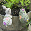 SET OF TWO flower pot hangers in lovely bohemian colours and design (Rabbit & Hedgehog)