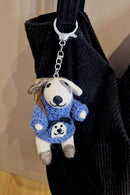 Pachamama Joanna On A Journey Cute Dog Design Bag Charm, Hand Felted And Knitted Accessories