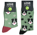 Animal Crackers Border Collie design socks ankle length, quality cotton mix, Men's or Women's sizes