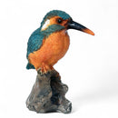 Kingfisher on branch ornament figurine, bird lover gift