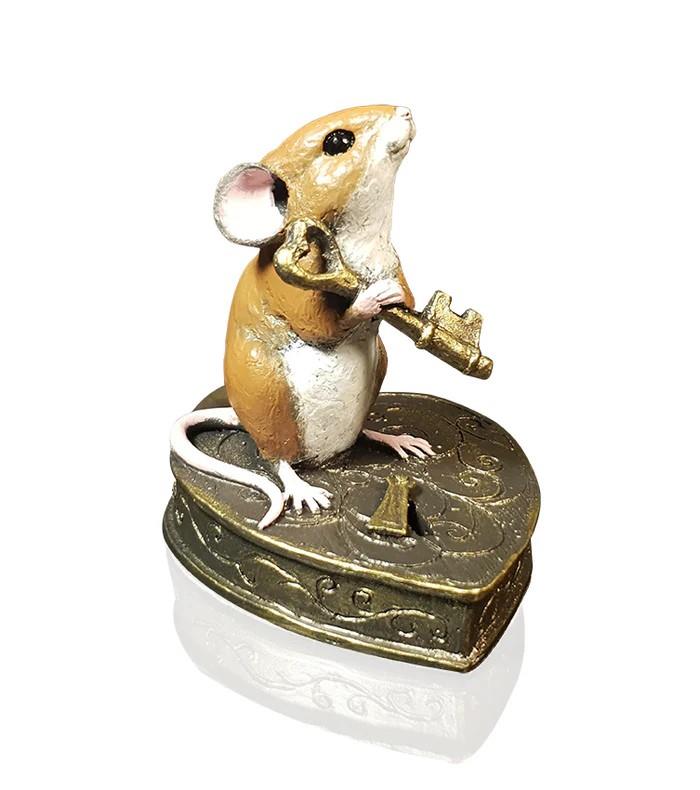 Richard Cooper Studio Bronze Mouse on Heart Padlock by Michael Simpson
