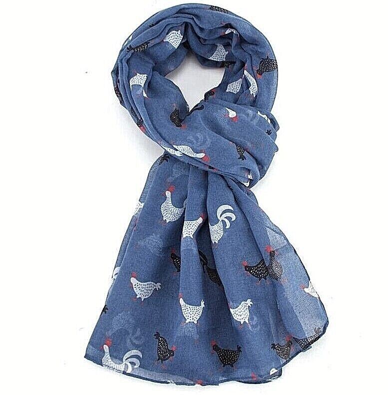Lightweight ladies Scarf 'Roosters' design Hen Chicken lover gift stocking filler