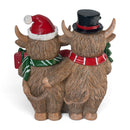 Family of Three Highland Cows In Christmas Attire Figurine, By Lesser & Pavey