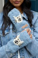 Pachamama Smiley Cat Design Handwarmers Chunky Knit Wool