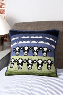 Pachamama Dairy Cow Design Cushion In Chunky Knit Wool, With Inner