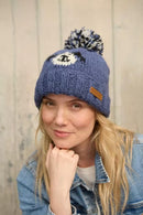 Pachamama Smiley Dog Bobble Beanie Hat All Wool Chunky Knit