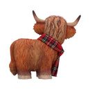 Standing Highland Cow with Fabric Hat and Scarf, Length 13cm, Gift Boxed