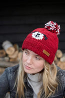 Pachamama Smiley Dog Bobble Beanie Hat All Wool Chunky Knit