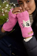Pachamama Smiley Cat Design Handwarmers Chunky Knit Wool