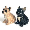 Black and Tan French Bulldog ceramic Salt & Pepper cruet set by Lesser & Pavey, boxed