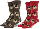 Men's Socksmith Pug design socks, quality cotton mix, terracotta red or brown, one size
